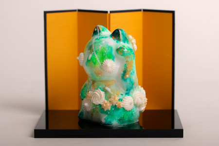 【 京阪百貨店厳選 】坂本 幸雪　シュガーアート　招き猫 緑（70×70×100ｍｍ）_OS048-0052-4