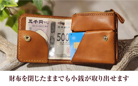 ２つ折りウォレット（ポケット2）【ライトブラウン】/ 本革　サドルレザー 財布  小浜市 / フウネレザーファクトリー[BFAJ195]