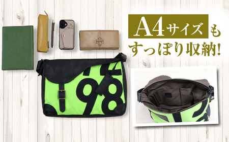 【JRA/日本中央競馬会】【黄緑×黒】調教用ゼッケンを使用したバッグ【サドル】 BIAD016-3 競馬
