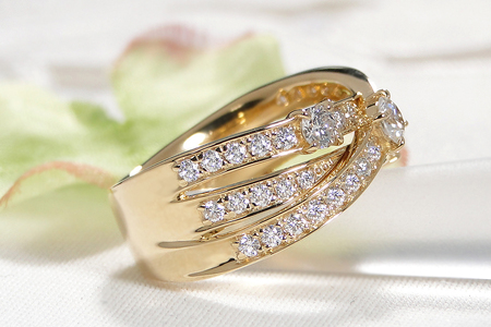 K18YG ハート＆キューピッド ダイヤモンド リング 【0.98ct】鑑別カード・スコープ付 CSR00363-18Y SWAV079