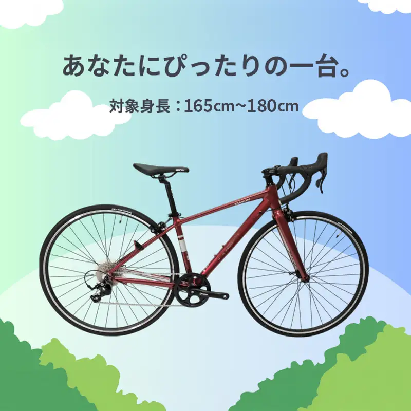毘沙バイク TAMON エントリーモデル アルミ ロードバイク BTA002 Mサイズ 165cm-180cm 自転車 完成車 ｷｬﾝﾃﾞｨﾚｯﾄﾞ 規