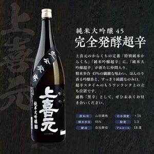 SE0612　純米大吟醸 超辛口酒 2種飲み比べセット【上喜元 純米大吟醸45 完全発酵超辛、初孫 純米大吟醸 魔斬 超辛口】　計2本(各1800ml×1本)