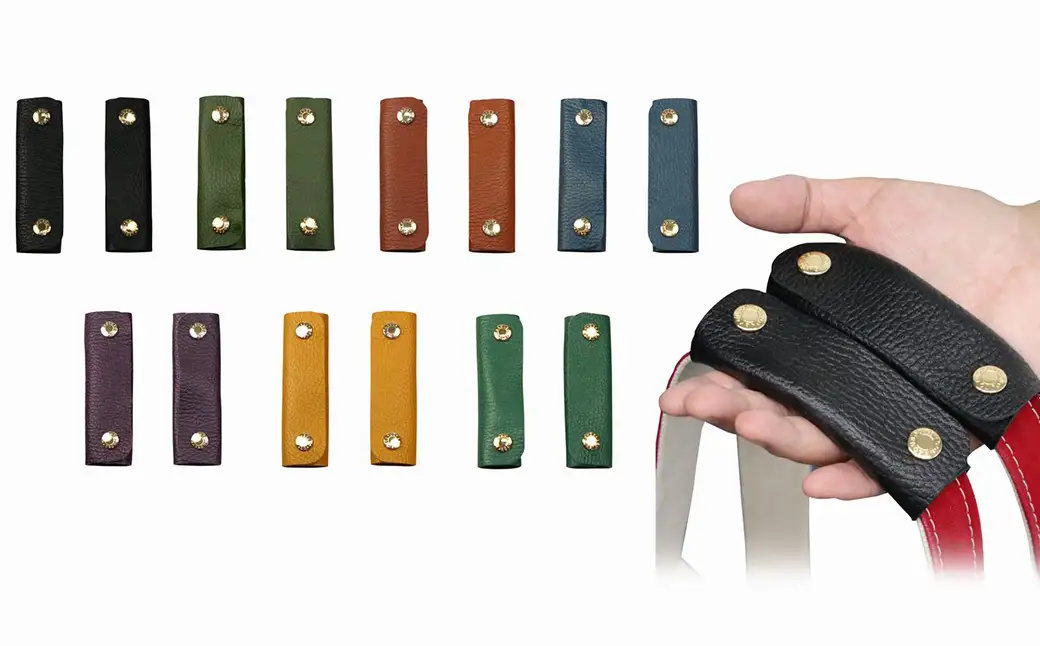 豊岡工房 牛革 ハンドルカバー（4408）イエロー / レザーハンドルカバー 2個セット バッグの持ち手 持ちやすい 柔らかい シュリンク牛革 サステナブル おしゃれ 国産 日本製 小田清株式会社