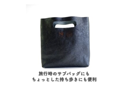 上品な質感が魅力！ 牛革ミニトートバッグ ブラック【0558-1】