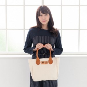 高級感をプラス!牛革持ち手付き 帆布ハンディートート【0423】