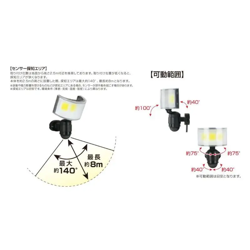 大進 コンセント式センサーライトワイド DLA-18T600 防犯ライト 100V 防雨 屋外 人感センサー 4939736905777