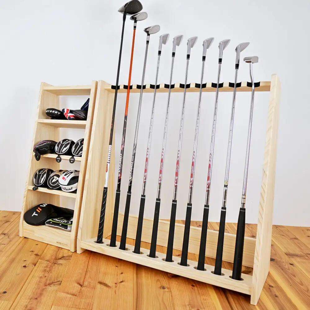 WOODWORKS ゴルフクラブスタンド10本掛け 【本体カラー：ナチュラル】完成品