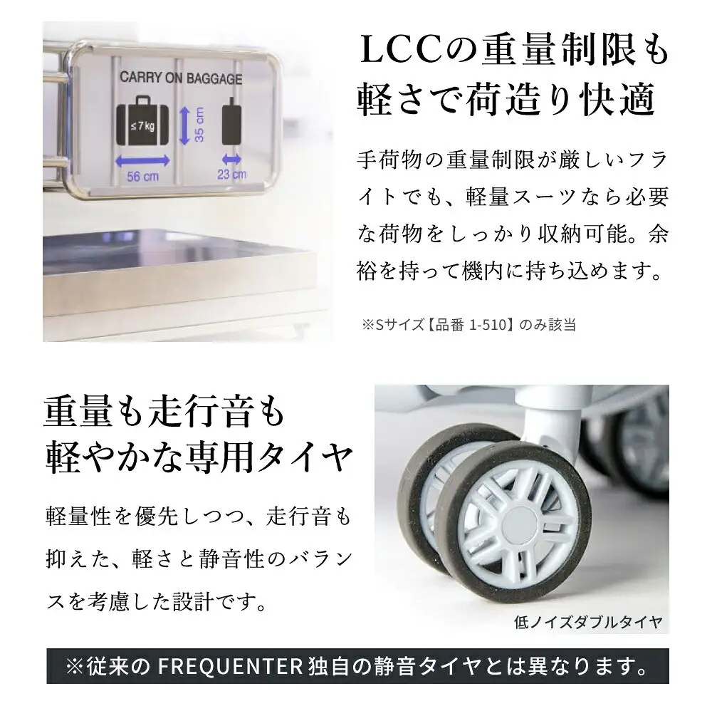 FREQUENTER AURA 静音・軽量スーツケース 48cm（1-510）機内持ち込み ダークグレー / キャリーケース キャリーバッグ