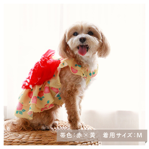 サンドレス浴衣 朝夢見花 浴衣風 祭り 和風 夏 かわいいドッグウェア 【ココアトワ(cocoAtoi)】 Ｌ