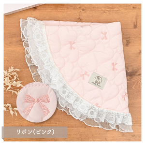 刺繍キルティング フリルラウンドカフェマット ピンク アイボリー 保温 保冷【ココアトワ(cocoAtoi)】 アイボリー