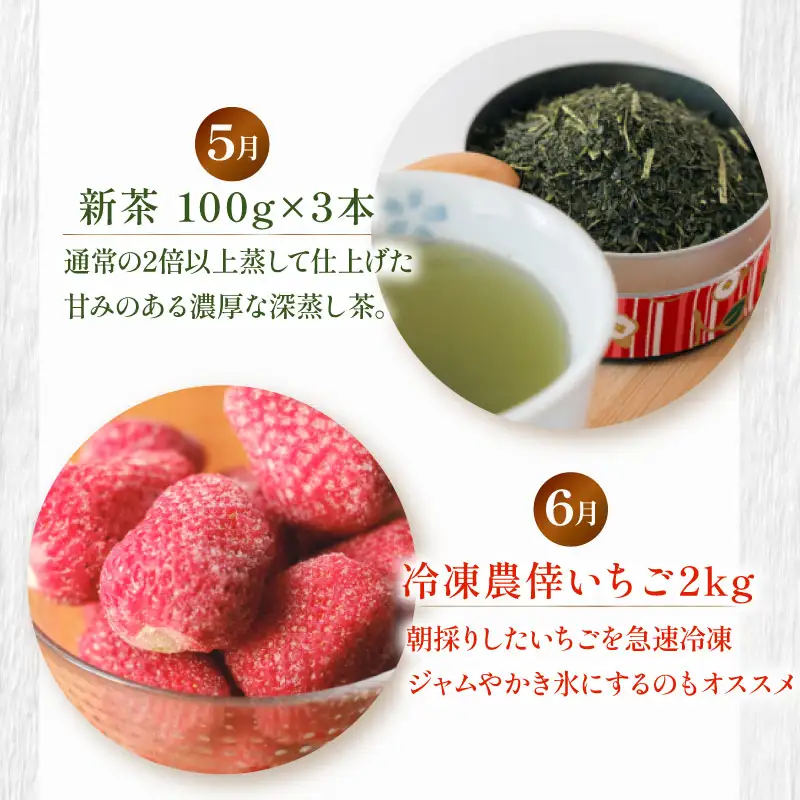 【定期便6回】 季節のおすすめ 農家のこだわり定期便 いちご メロン 新茶 森木農園