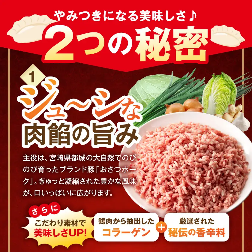 「おさつポーク」使用!肉汁あふれる肉餃子40個〔LF-14-001-40〕_(都城市) 都城産 ブランドポーク使用 冷凍