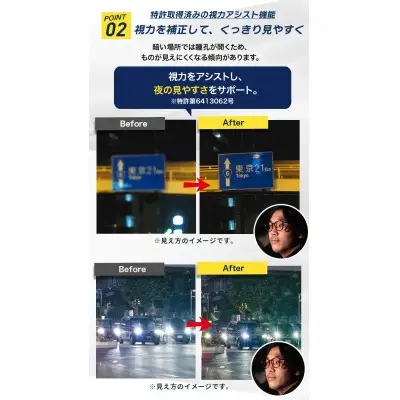 メガネ ナイトグラス LED スマート BD ブラウンデミ 1本