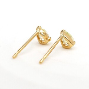 甲府市発 一粒ピアス k18 ペアシェイプカット [1c-2178-1YG]