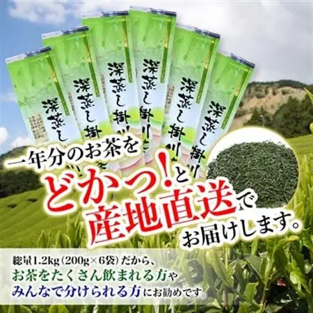 全国初の快挙!日本三大品評会 農林水産大臣賞受賞 三冠茶園 深蒸し掛川茶 200g×6袋【配送不可地域：離島・沖縄県】【1302629】