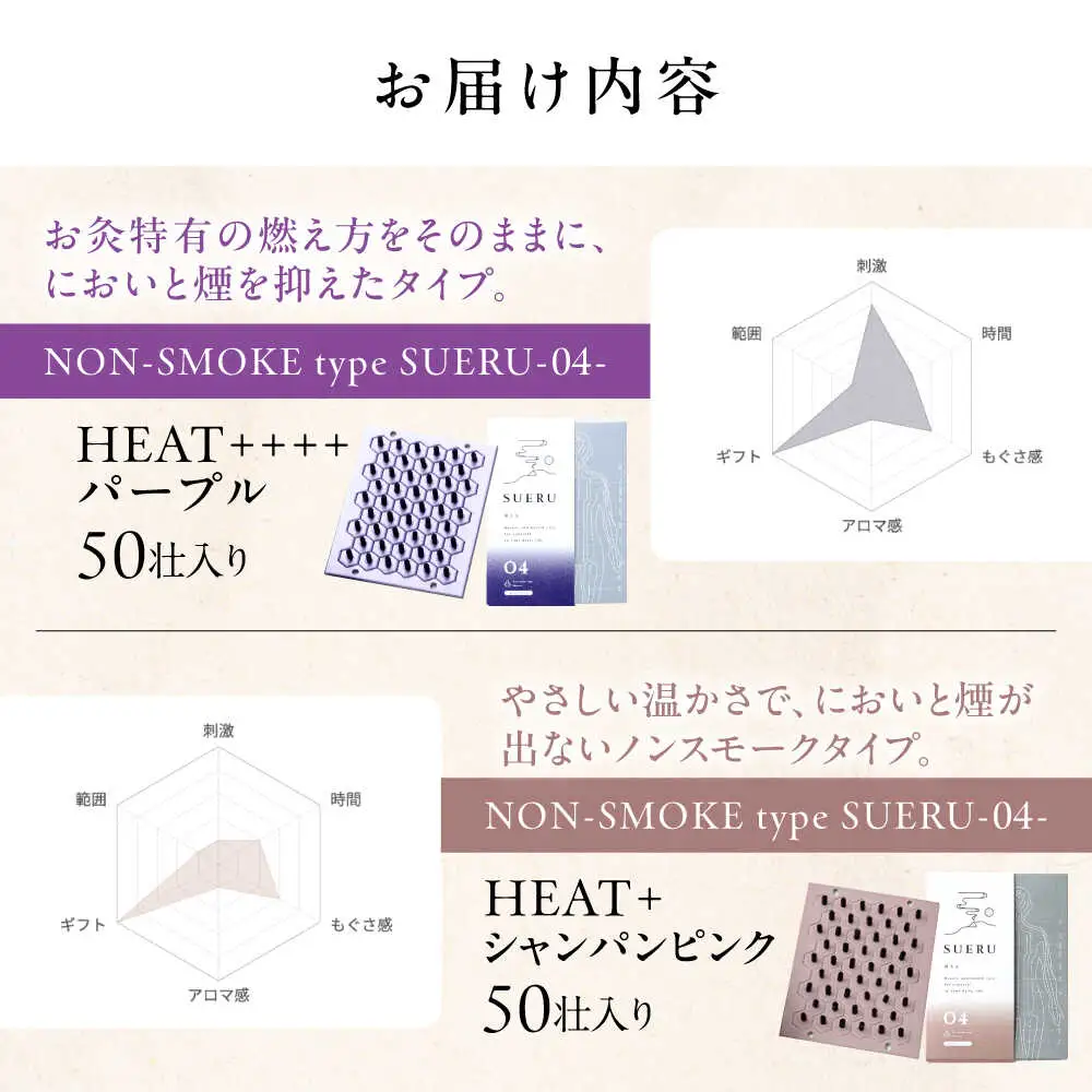 【お灸2箱セット】SUERU04シリーズ パープル・シャンパンピンク 各1箱 [AQEA006]灸