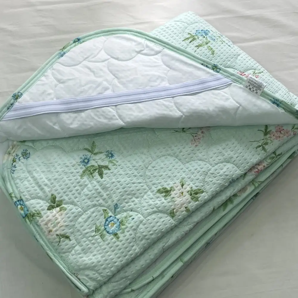 【訳あり 数量限定】さらさら爽やかリップル 敷パッド 1枚 【シングル】100×205cm グリーン SH-3732PS