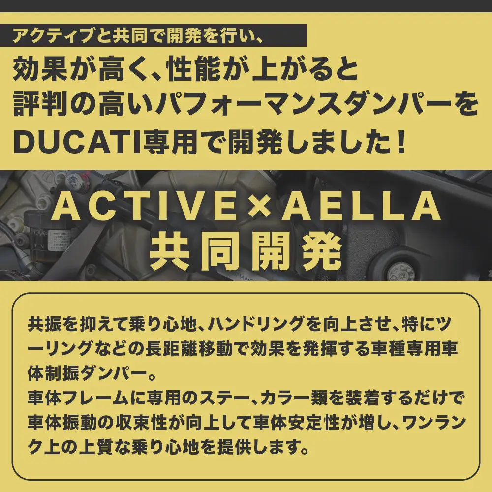 【AELLA】DUCATI Street Fighter V4｜パフォーマンスダンパー® 車種専用 AA-ACT005｜京都 バイクギア カスタムパーツ 人気ブランド バイク