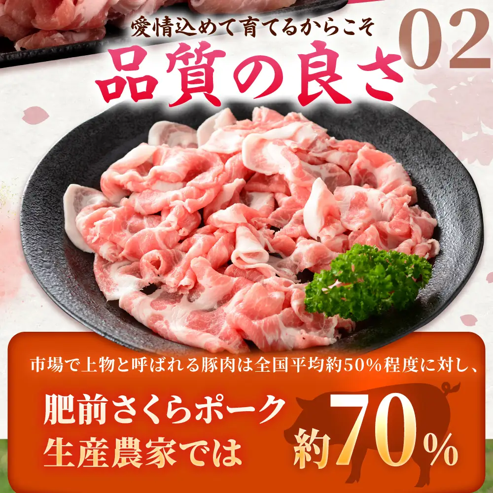 【全3回定期便】肥前さくらポーク 切り落とし 500g × 2パック 計 1kg 切り落とし 豚 豚肉 吉野ヶ里町/上場食肉[FDQ016]