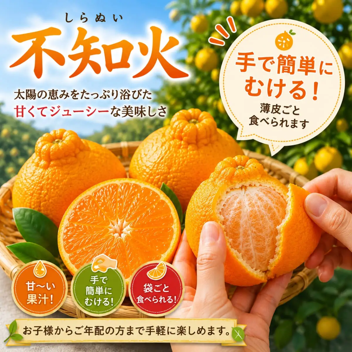 【先行受付】甘さと酸味の絶妙なバランス!はじける果肉「不知火」約5キロ【D39-73】【配送不可地域：離島】【1620478】 YWTF048