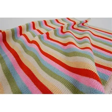 ニットブランケット ボーダー(カラフル)　約85×115cm【1107618】