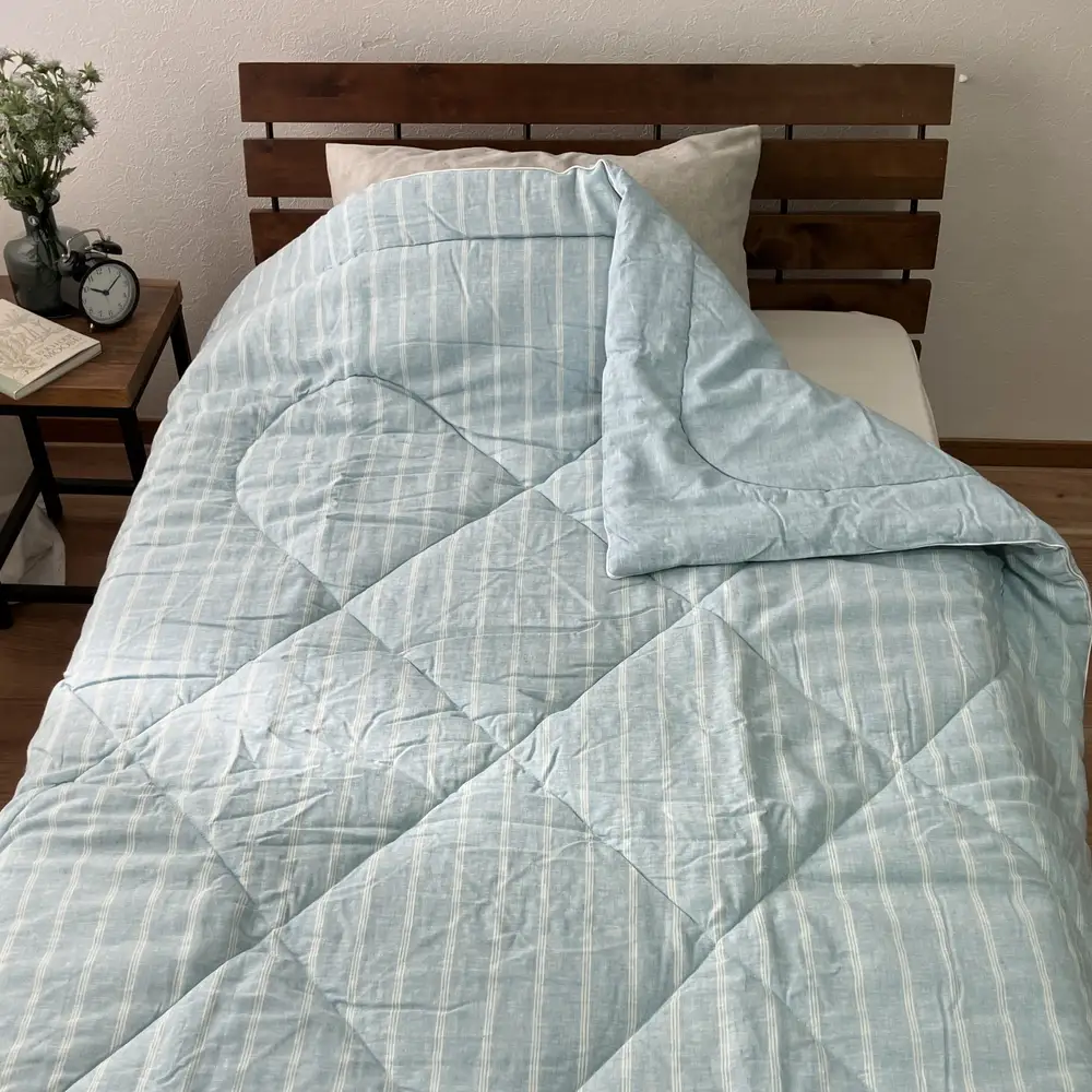 【訳あり 数量限定】クール フレンチリネン 肌布団【シングル】 1枚 140×190cm ブルー SH-3641