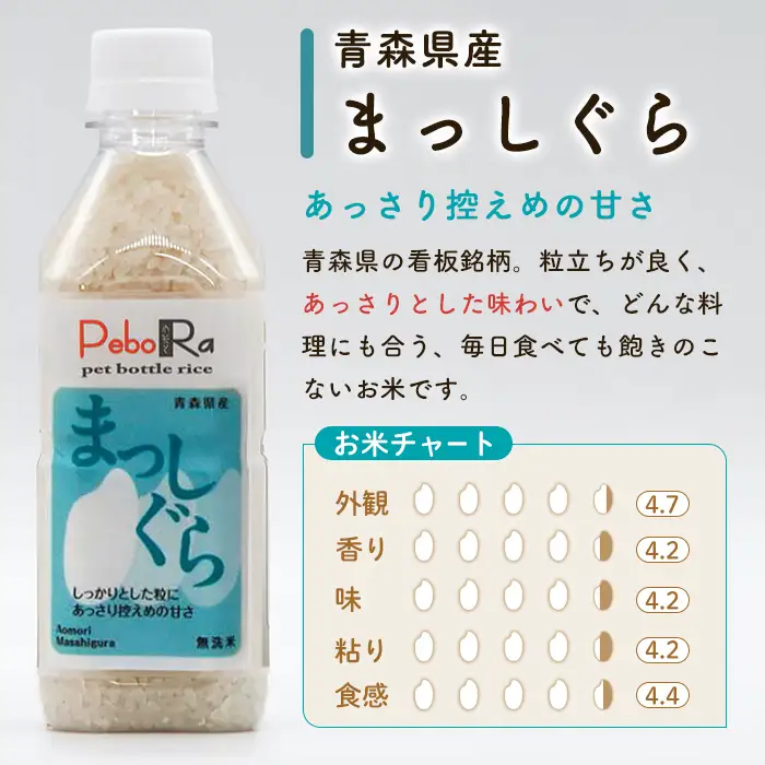 青森県産米6本食べ比べセット( 無洗米 /300g(2合)×6本) 青天の霹靂 まっしぐら はれわたり 白米 お米 ごはん コメ こめ 小分け 個包装 【PEBORA】【ms08-06】