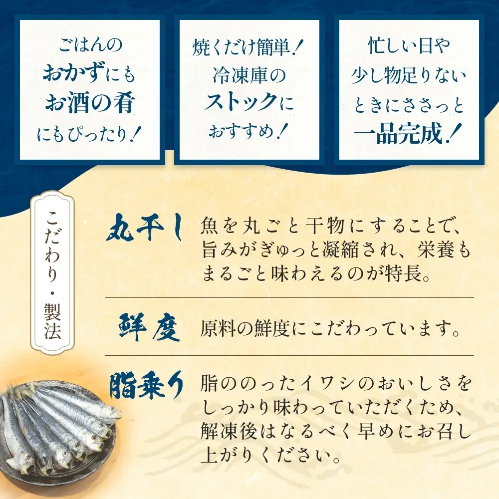 いわし丸干し（7尾） × 4セット 〈冷凍〉 