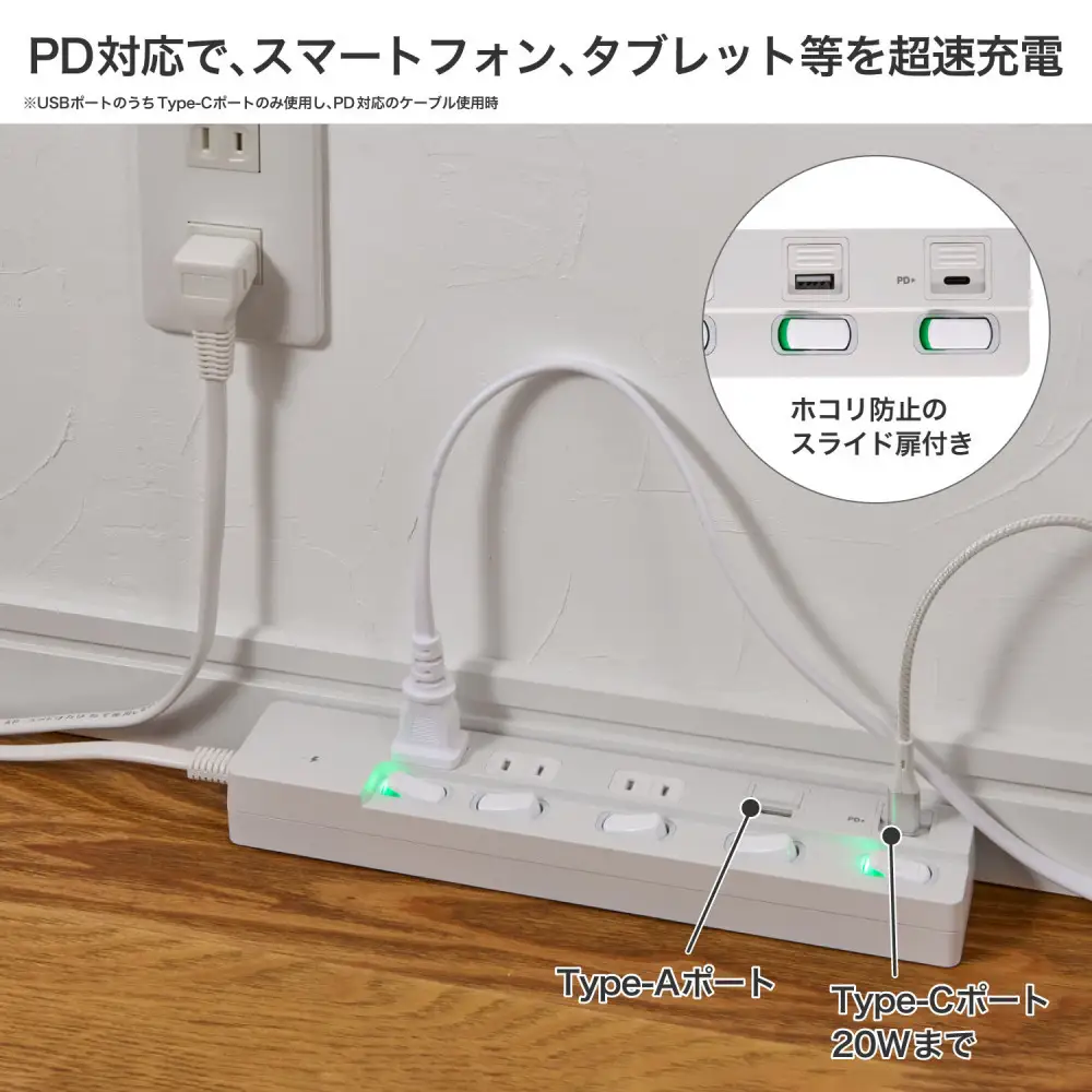 SWUSBタップ3P2M WLK-3222SUC(W)