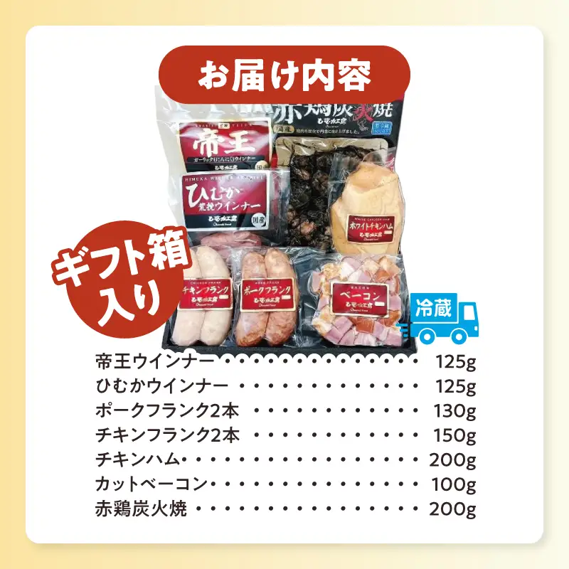 ひむか工房バラエティセットB(ギフト箱入) 7種 炭火焼 ウインナー ハム