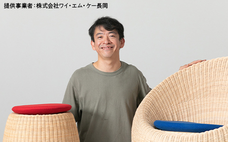 NC159B（青色）籐スツール・クッション付