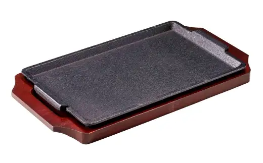 トキワ鉄器 ステーキ皿 （木台タイプ） デラックス角S型 29cm 322 くわな鋳物 ／ 食器 皿 お皿 鋳物 伝統 匠 食卓 プレート 蓄熱性 器 鉄板皿 重厚感 黒鉄 保温性