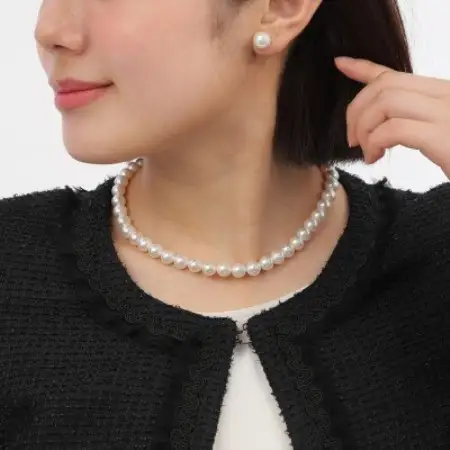 【RoseYumiRose】9mm＆10mmパール2点セット(ネックレス/ピアス)ホワイト【配送不可地域：沖縄県】【1734608】