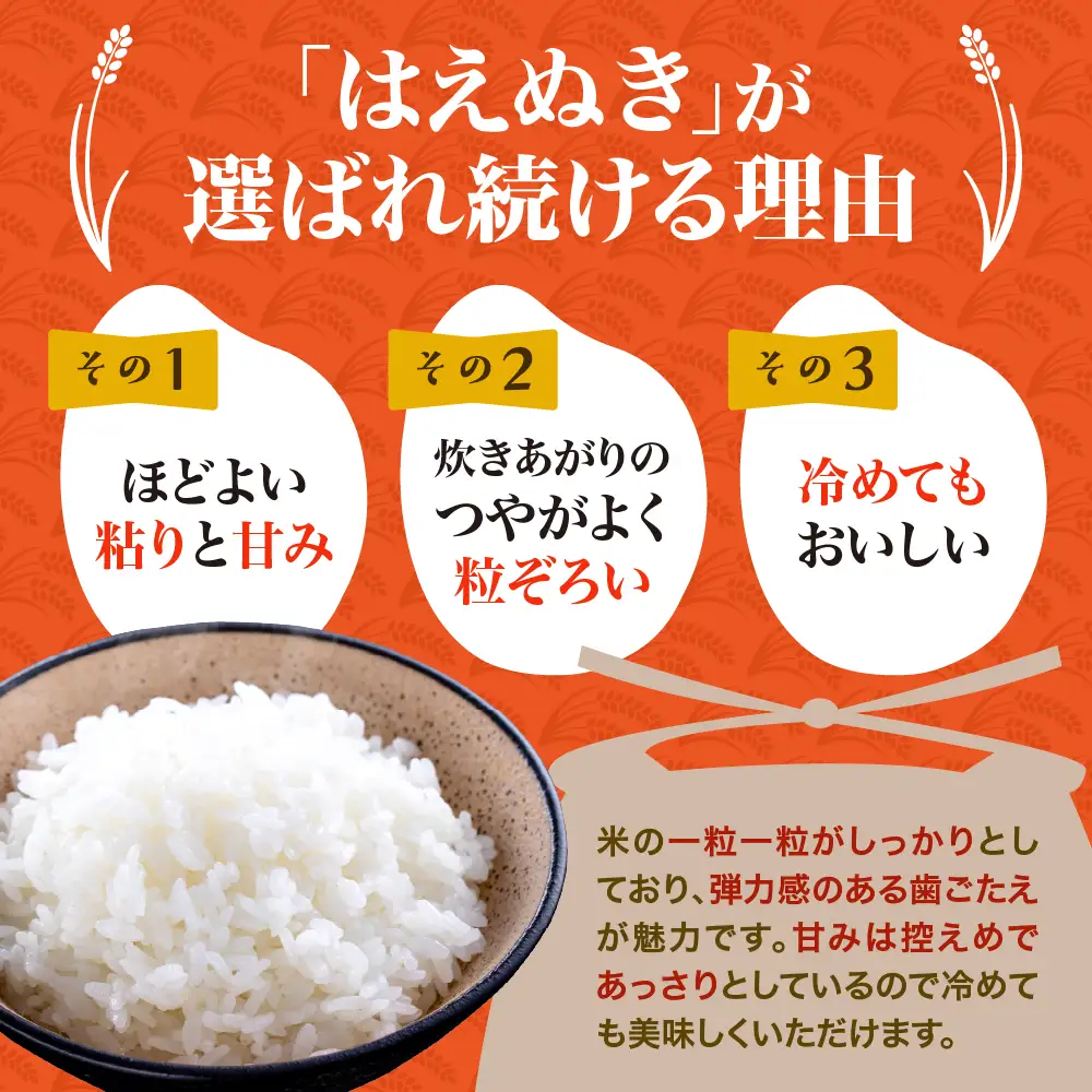 【令和8年産米】2026年11月中旬発送 はえぬき60kg（20kg×3ヶ月）隔月定期便 山形県産 【米comeかほく協同組合】 ka024-111d-r8-11032