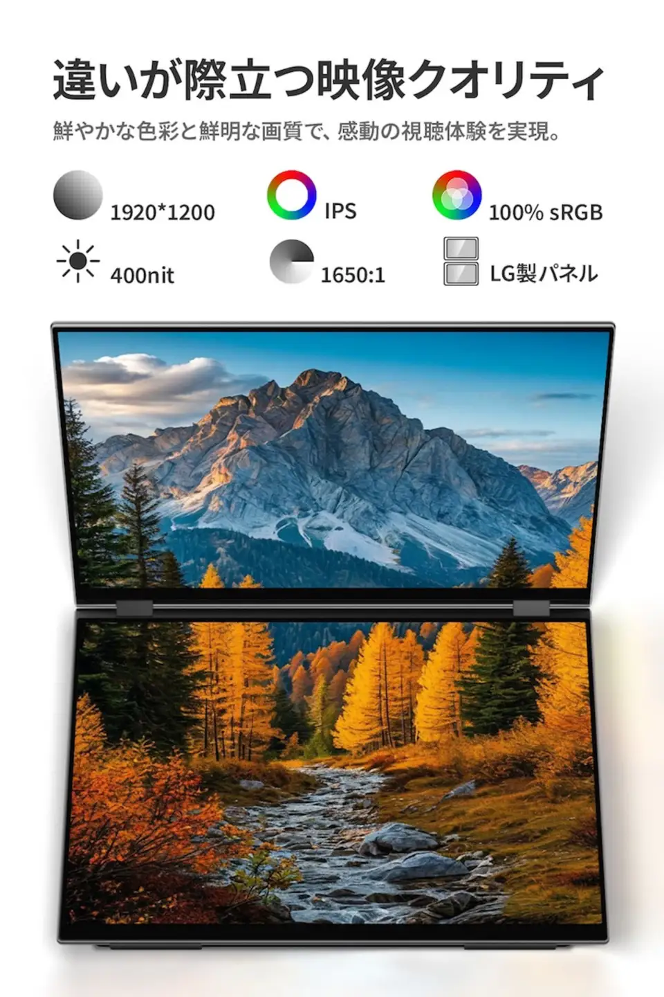 EHOMEWEI デュアルモニター IPS タッチパネル 16インチ 薄型6mm [1308]