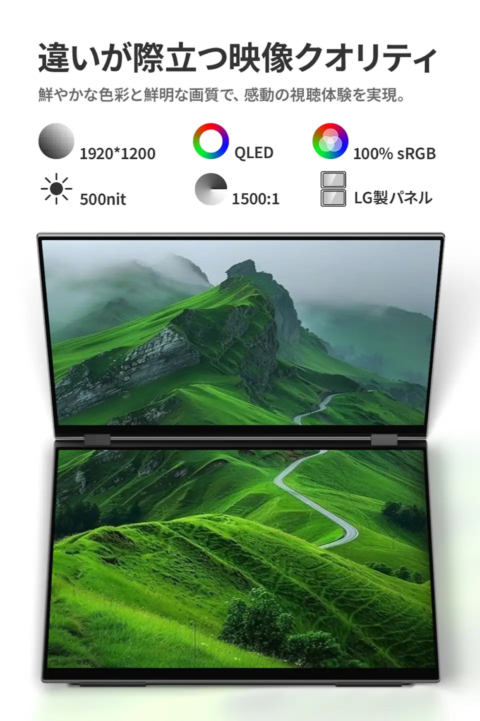 EHOMEWEI デュアルモニター QLED タッチパネル 15.6インチ 薄型6mm [1310]