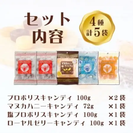キャンディ 4種セット のど飴 プロポリス マヌカハニ ローヤルゼリー 贈り物 ギフト【1564746】