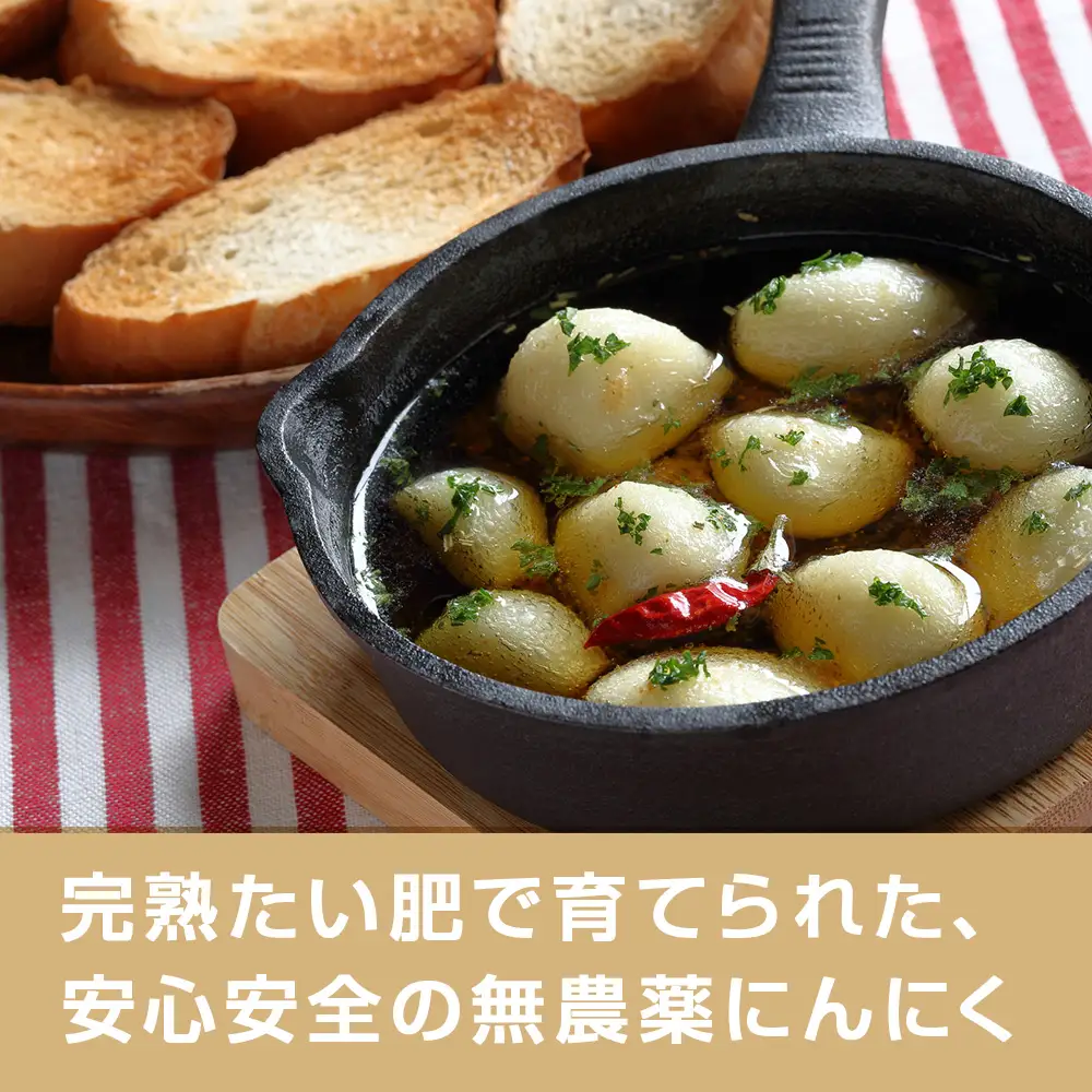 【数量限定】予約受付　無農薬ニンニク“Sサイズ”1kg（500g×2袋） 無農薬 にんにくガーリック