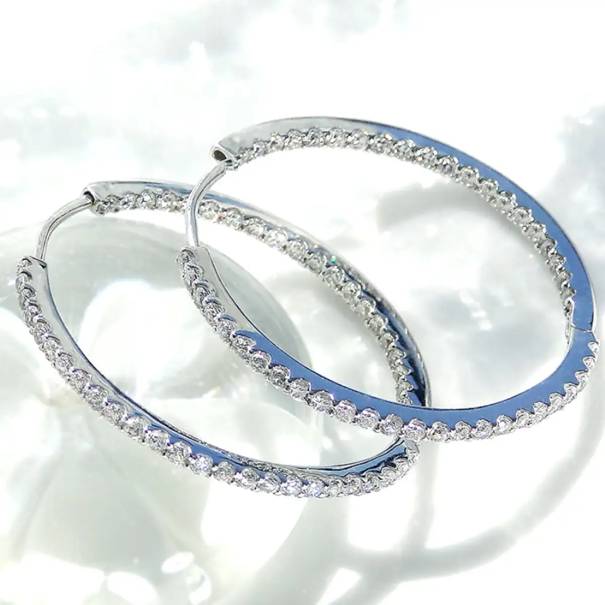 K18WG 【1.0ct】ダイヤモンド中折れフープピアス【27mm】 CSP00026-18W SWAV084