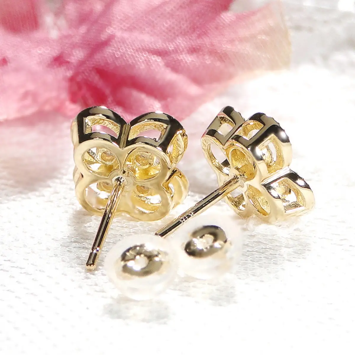 K18YG【0.26ct】ダイヤモンド クローバー ピアス CSP00048-18Y SWAV086-a