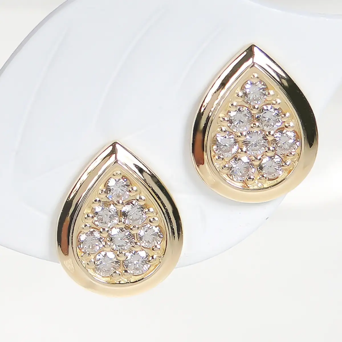 K18YG【0.32ct】ティアドロップ パヴェ ダイヤモンド ピアス CSP00071 SWAV087-b