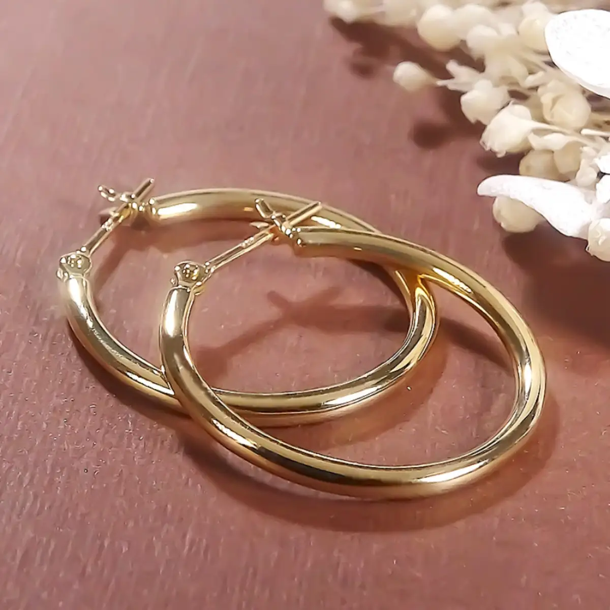 K18YG 地金 フープ ピアス【無垢仕上げ】【20mm】 EmP0089 SWCJ020