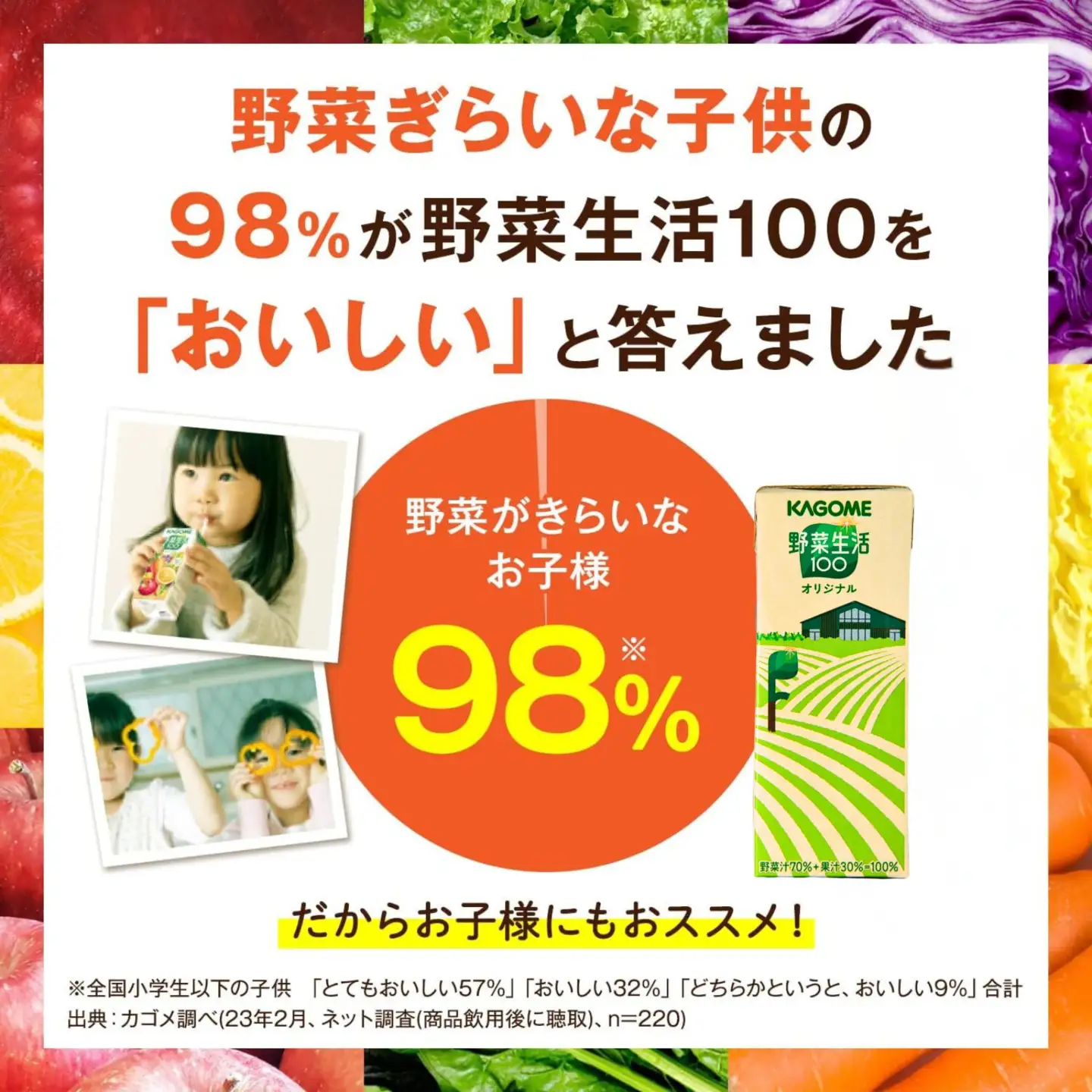 【 定期便3ヶ月連続お届け 】野菜生活ファーム限定パッケージ カゴメ 野菜生活100 オリジナル 200ml 24本 紙パック