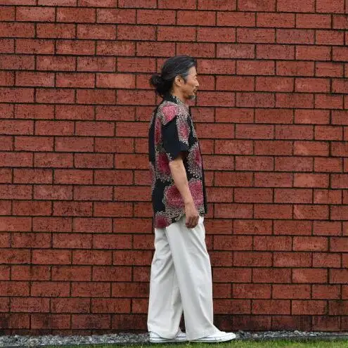 創業1850年老舗の技「島田帯シャツ」西陣織×浜松注染 綿100% 黒L 紳士服 メンズ シャツ 綿 コットン 贈り物 プレゼント 静岡県 島田市
