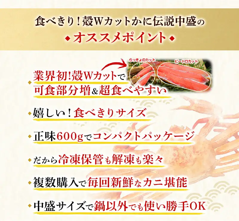 【12月31日まで指定配送可（備考欄の記載必須）】カット済み 生ずわい蟹 600g×3パック [001-c007] かに カニ