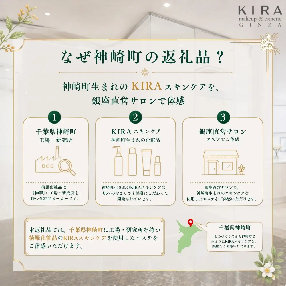 【銀座直営サロン】KIRAエステ3,000円分利用券｜綺羅化粧品 スキンケア 美容 エステ | 千葉県神崎町 【エステ サロン 券 化粧品 KIRA  美容】[024-a031]