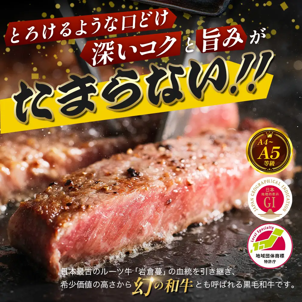 【比婆牛】A5～A4ランク ロースステーキ 600g(200g×3枚) | 牛肉 黒毛和牛 ブランド牛 ステーキ