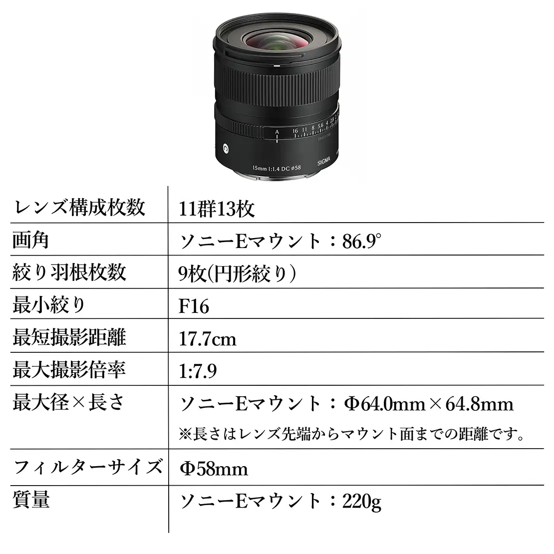 SIGMA 15mm F1.4 DC | Contemporary【ソニーEマウント】カメラ　レンズ　家電