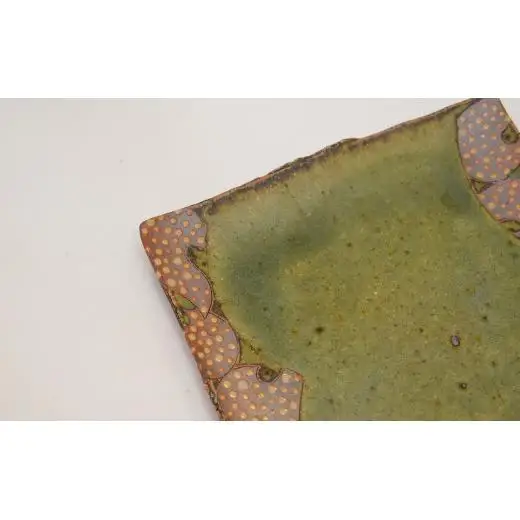 釉彩角皿 2枚セット ドット模様 和食器 お皿 陶芸品《受注制作》皿 中皿 正方形 和食器 おすすめ プレート パスタ皿 サラダ皿 食器 おしゃれ モダン 陶芸 陶器 陶芸作家