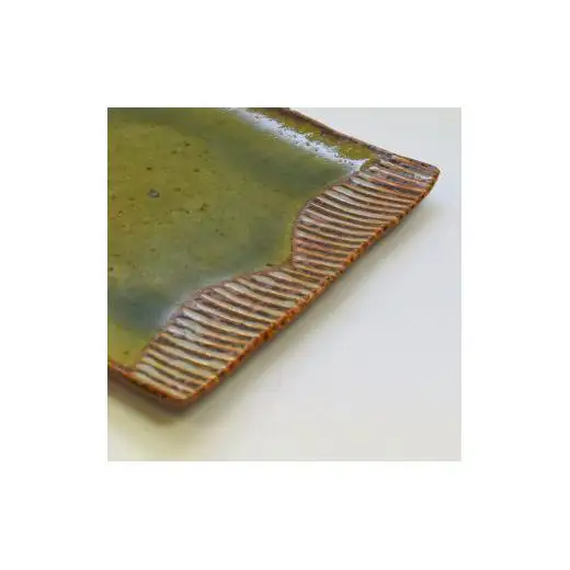 釉彩角皿 ライン模様 和食器 お皿 陶芸品《受注制作》皿 中皿 正方形 和食器 おすすめ プレート パスタ皿 サラダ皿 食器 おしゃれ モダン 陶芸 陶器 陶芸作家